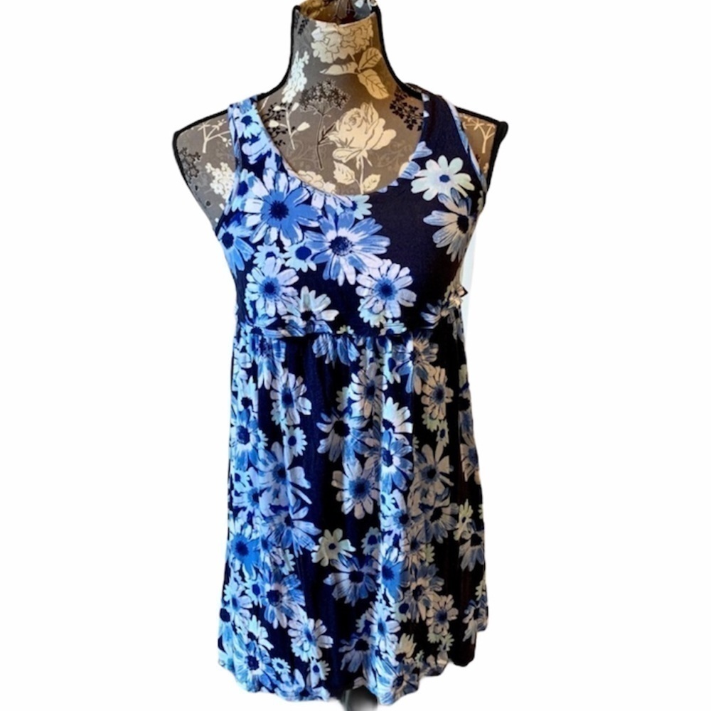 JUSTICE Blue Floral Sleeveless Tunic size 10